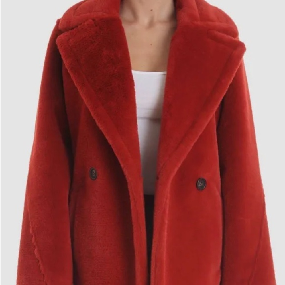 Faux Fur Red Coat